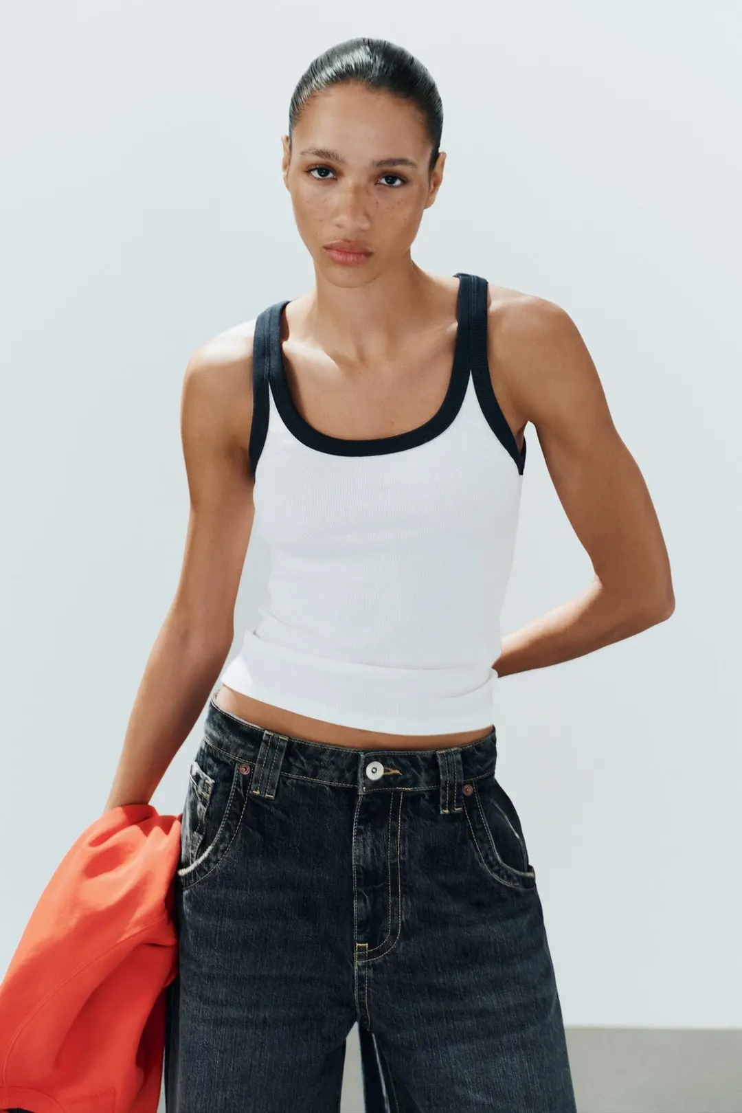 Топ без рукавов в рубчик, Zara