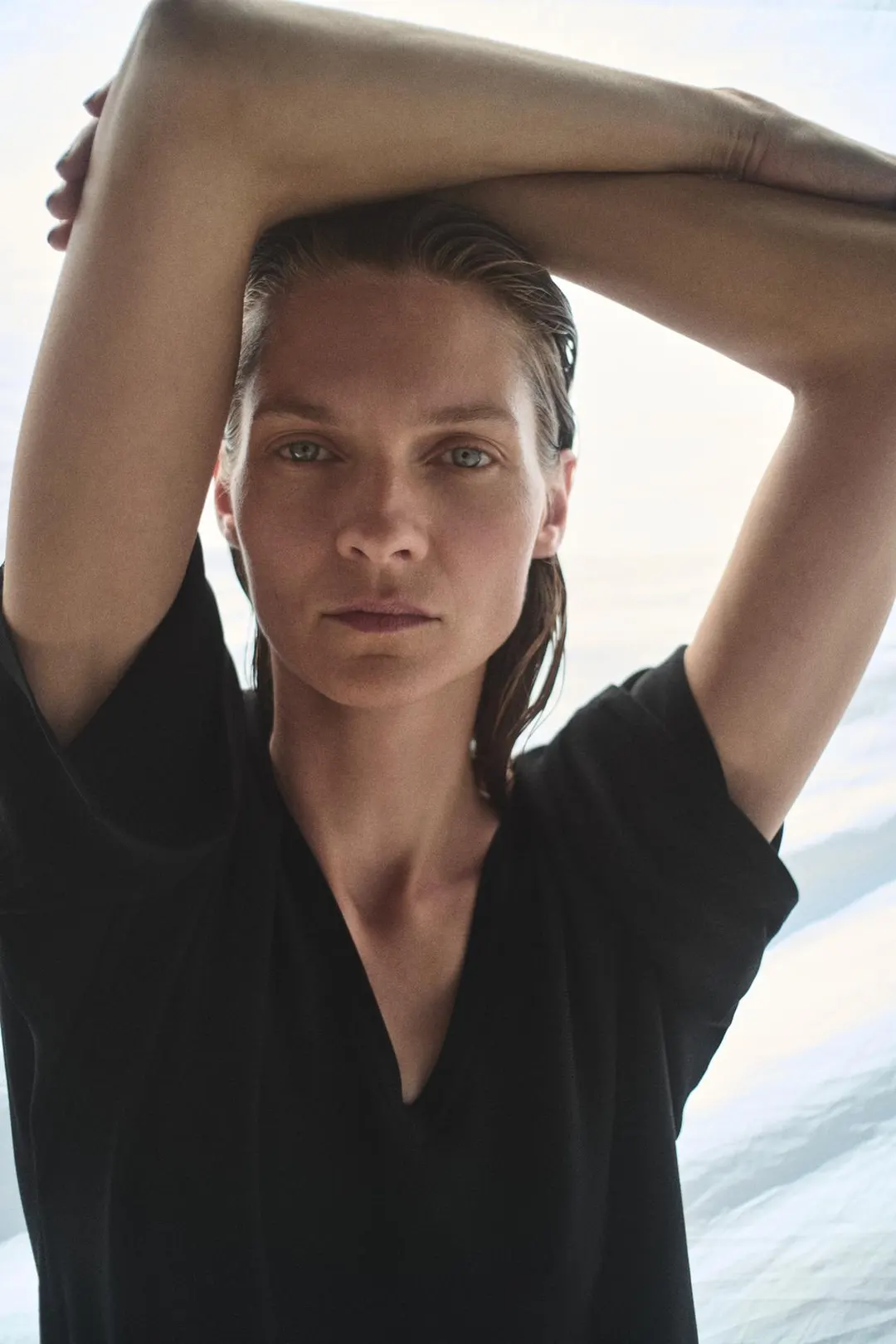 Топ струящийся трикотажный с V-образным вырезом, Zara