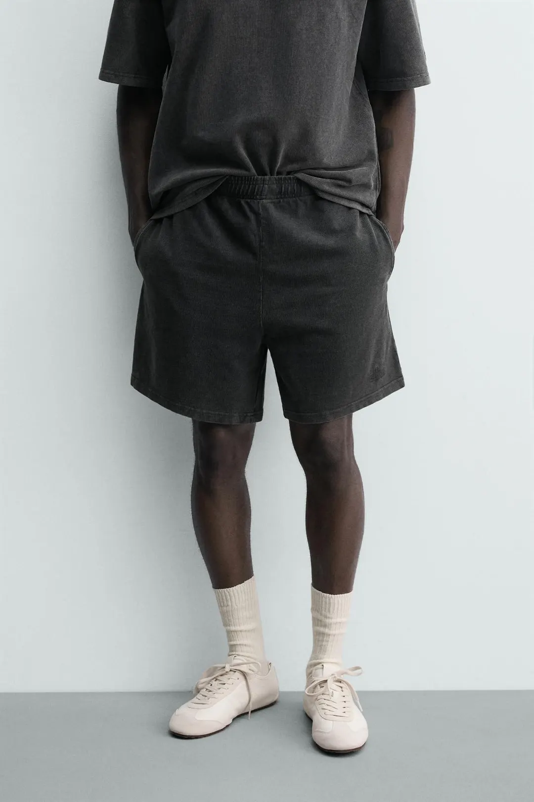 Бермуды вафельной вязки с эффектом стирки, Zara