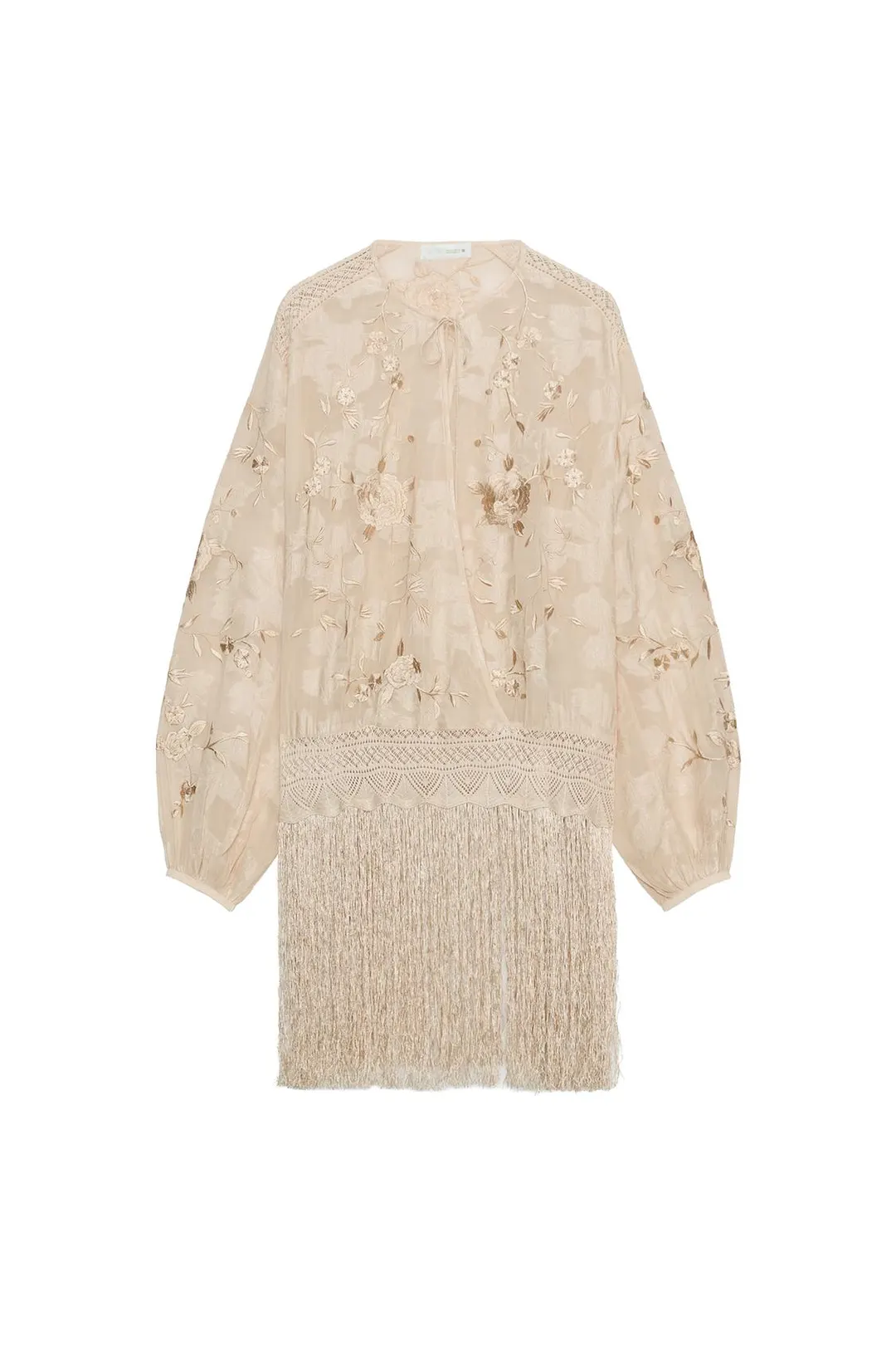 Блузка с вышивкой и бахромой ZW Collection, Zara