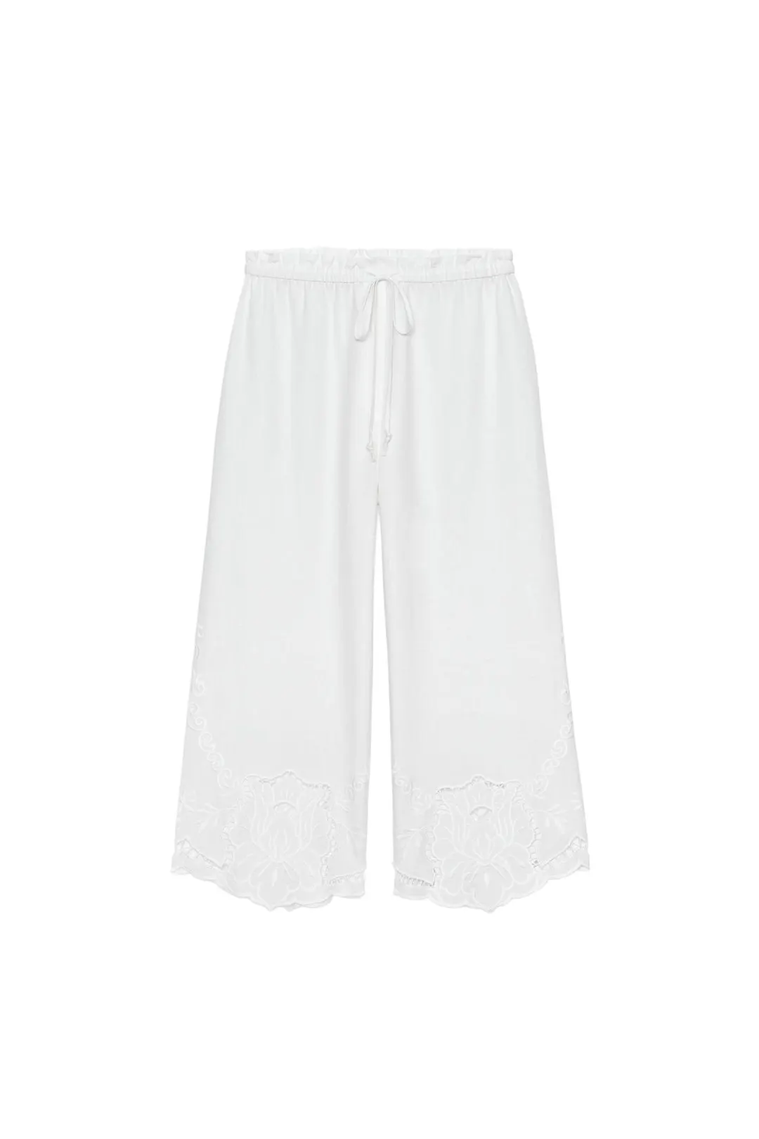 Брюки из смесового льна с вышивкой ZW Collection, Zara