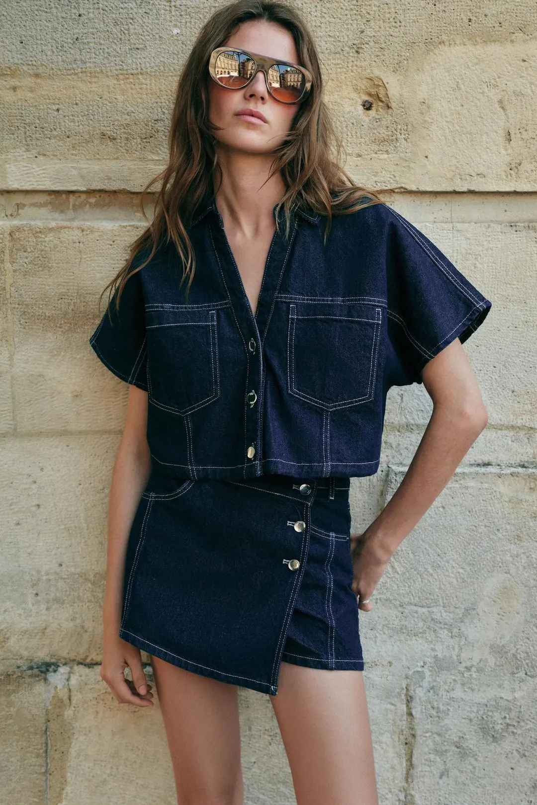 Короткая джинсовая рубашка Z1975, Zara