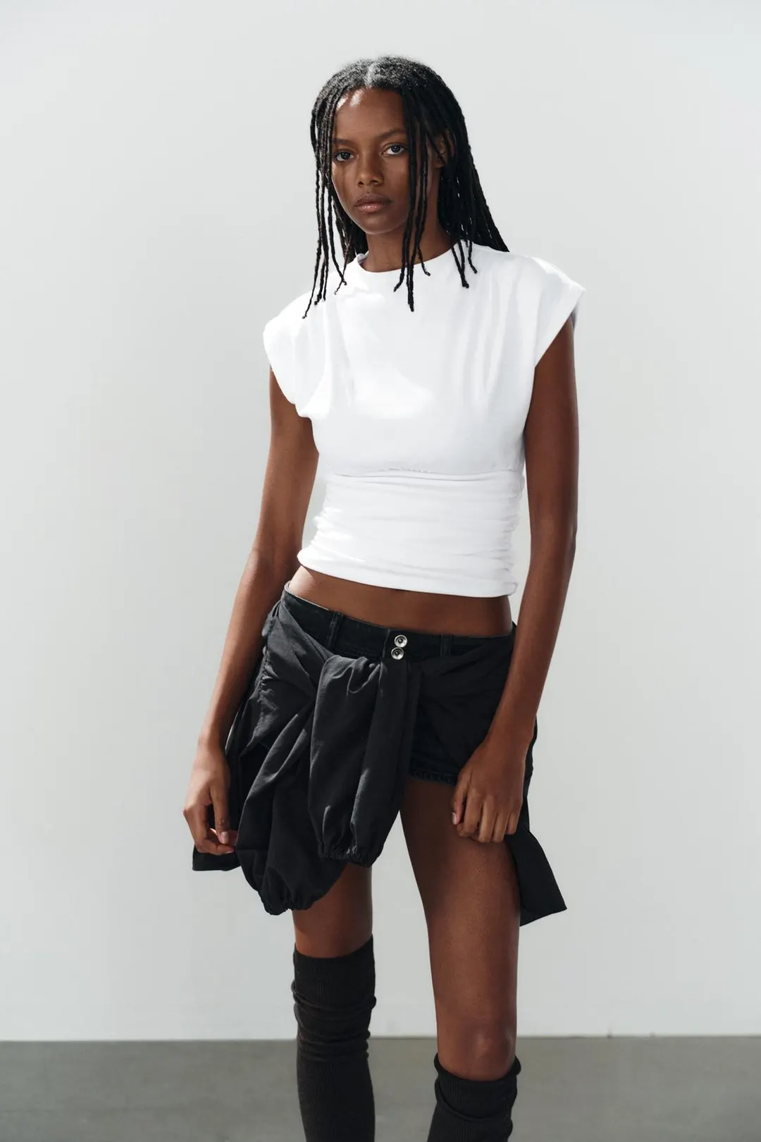 Топ со сборками и широким поясом, Zara