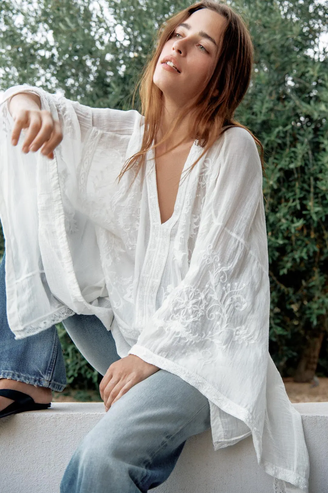 Блузка-кейп с вышивкой ZW Collection, Zara