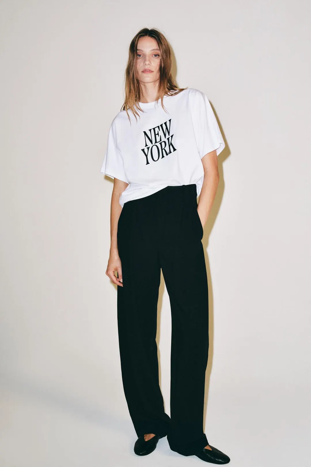 Футболка оверсайз с надписью, Zara