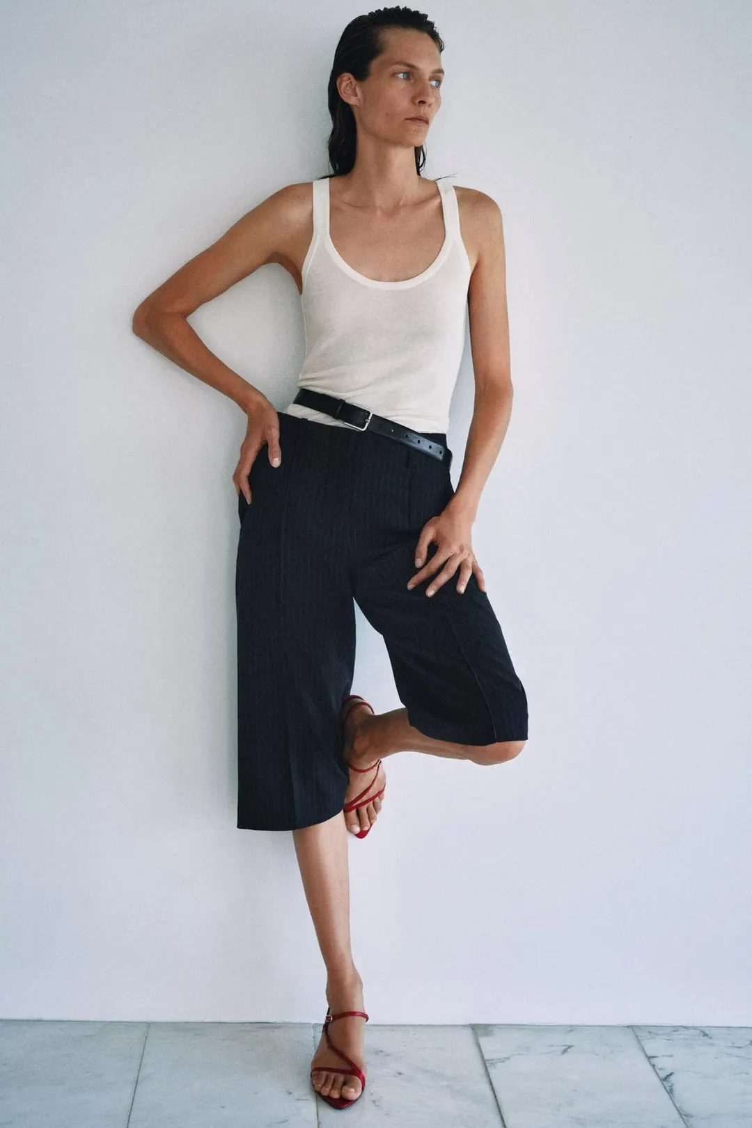 Майка в рубчик из хлопка, Zara