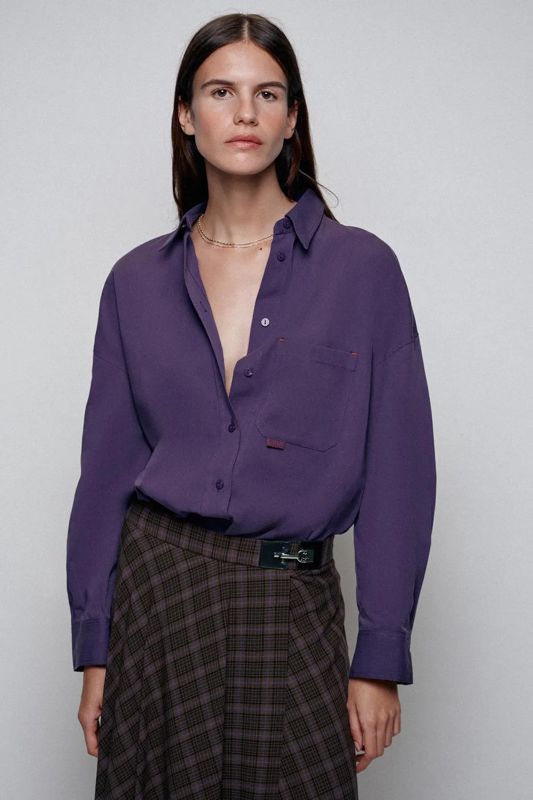 Рубашка оверсайз с пряжкой сзади, Zara