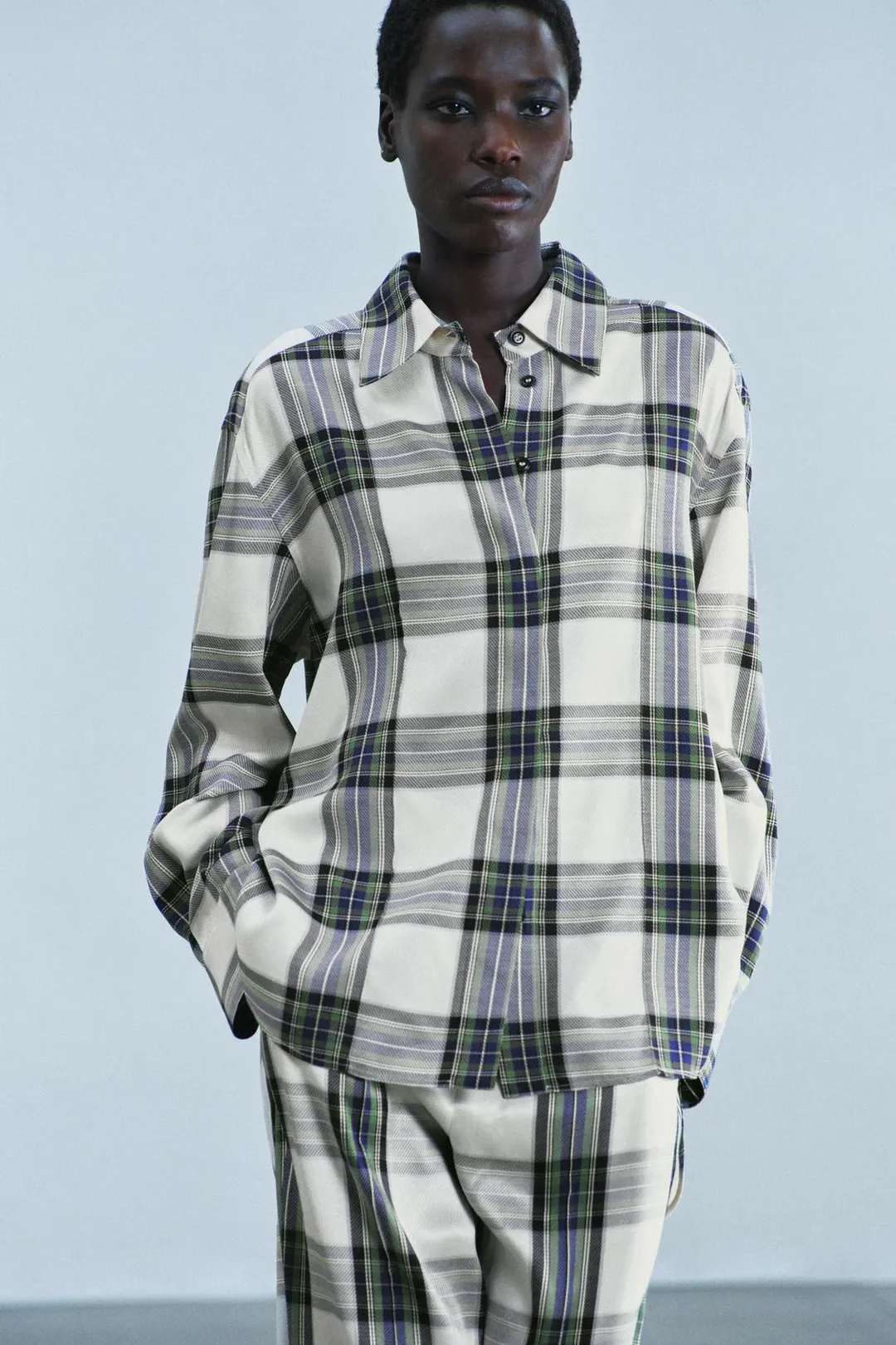 Рубашка оверсайз в клетку ZW Collection, Zara