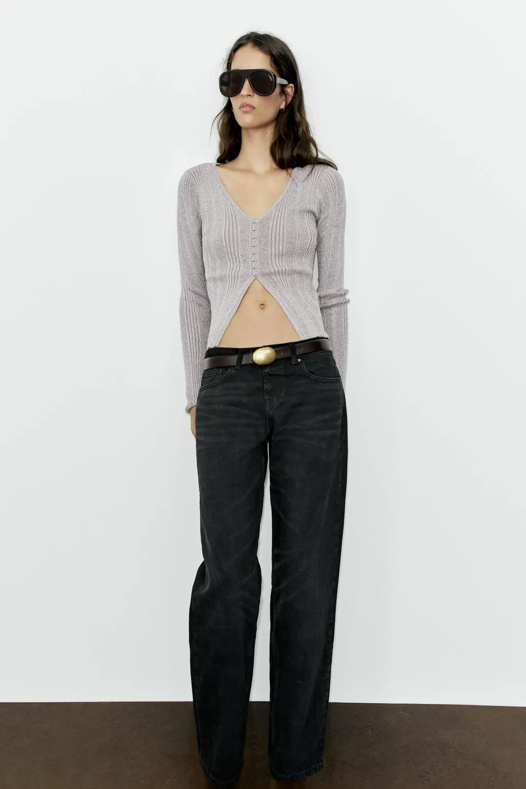 Кардиган с металлизированной нитью, Zara
