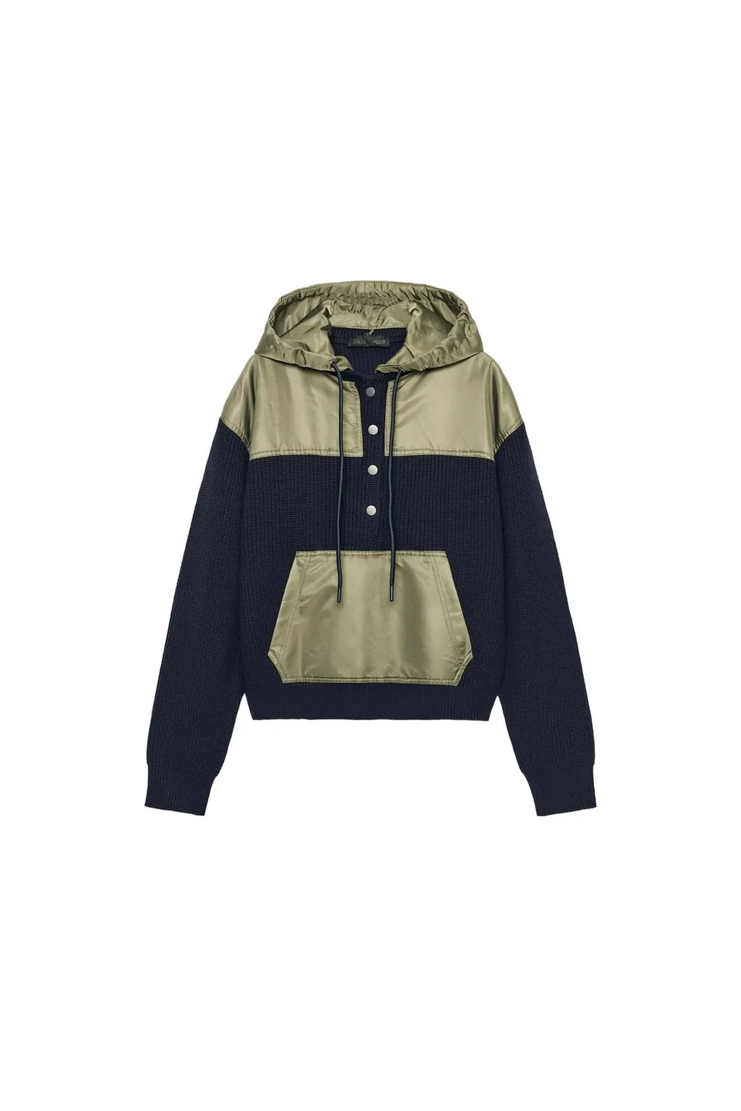 Джемпер комбинированной вязки со съемным капюшоном, Zara