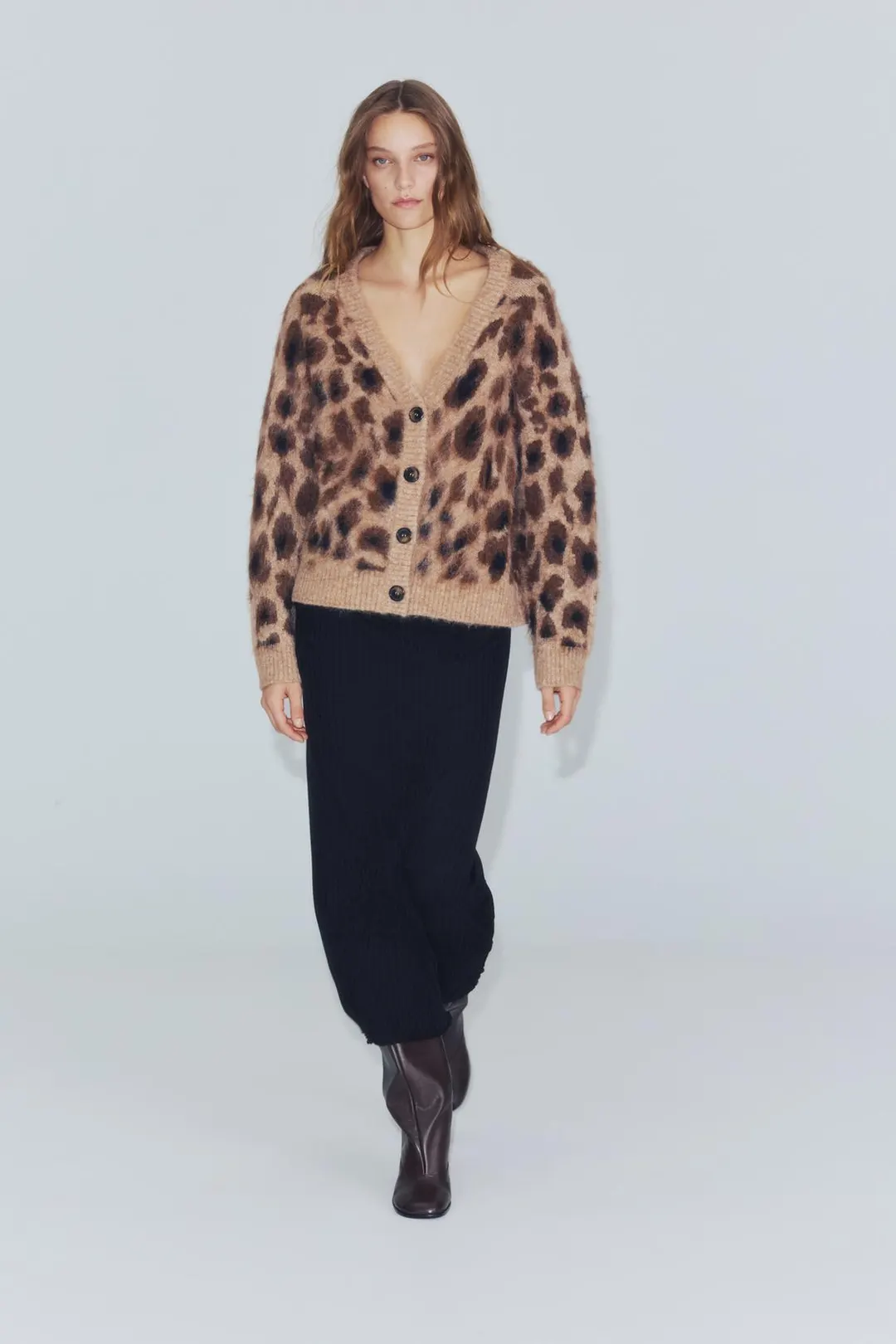 Кардиган жаккардовый с анималистичным узором, Zara