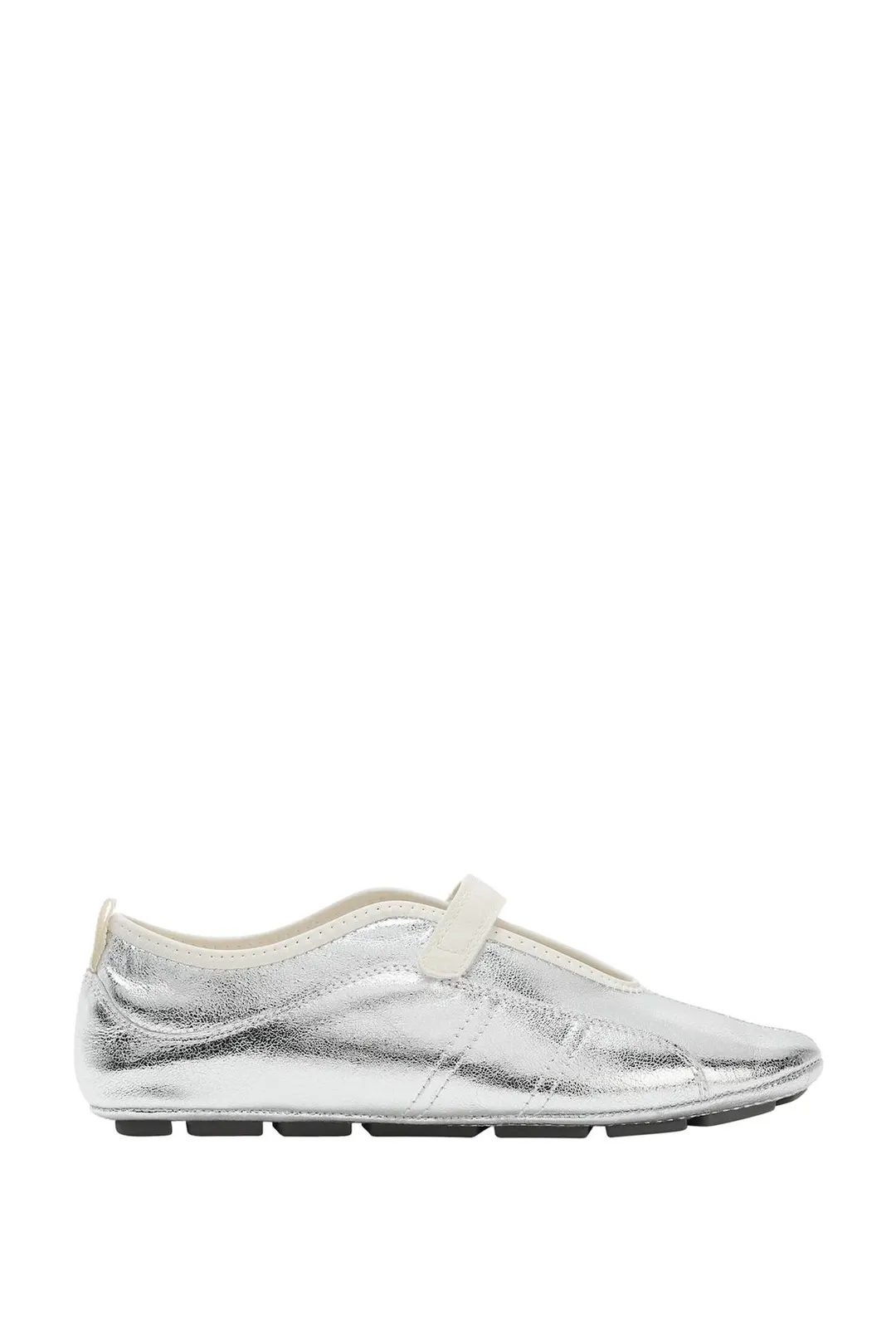 Спортивные балетки из кожи с эффектом металлик, Zara