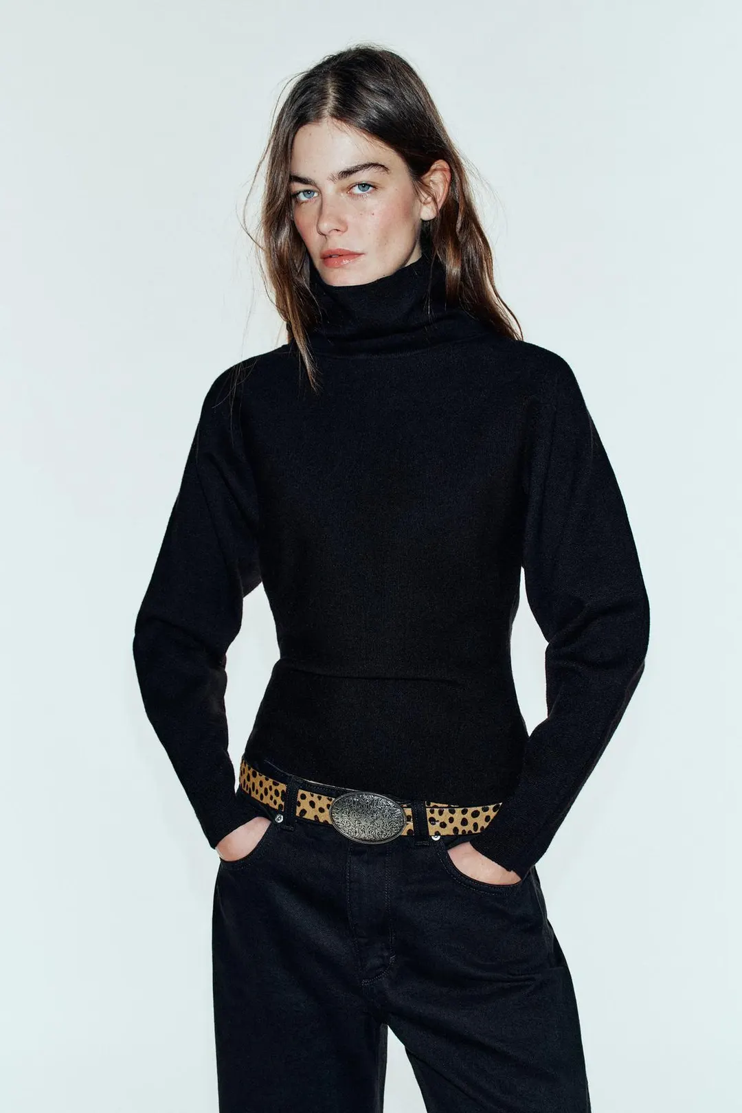 Ремень из 100% кожи с анималистичным принтом, Zara