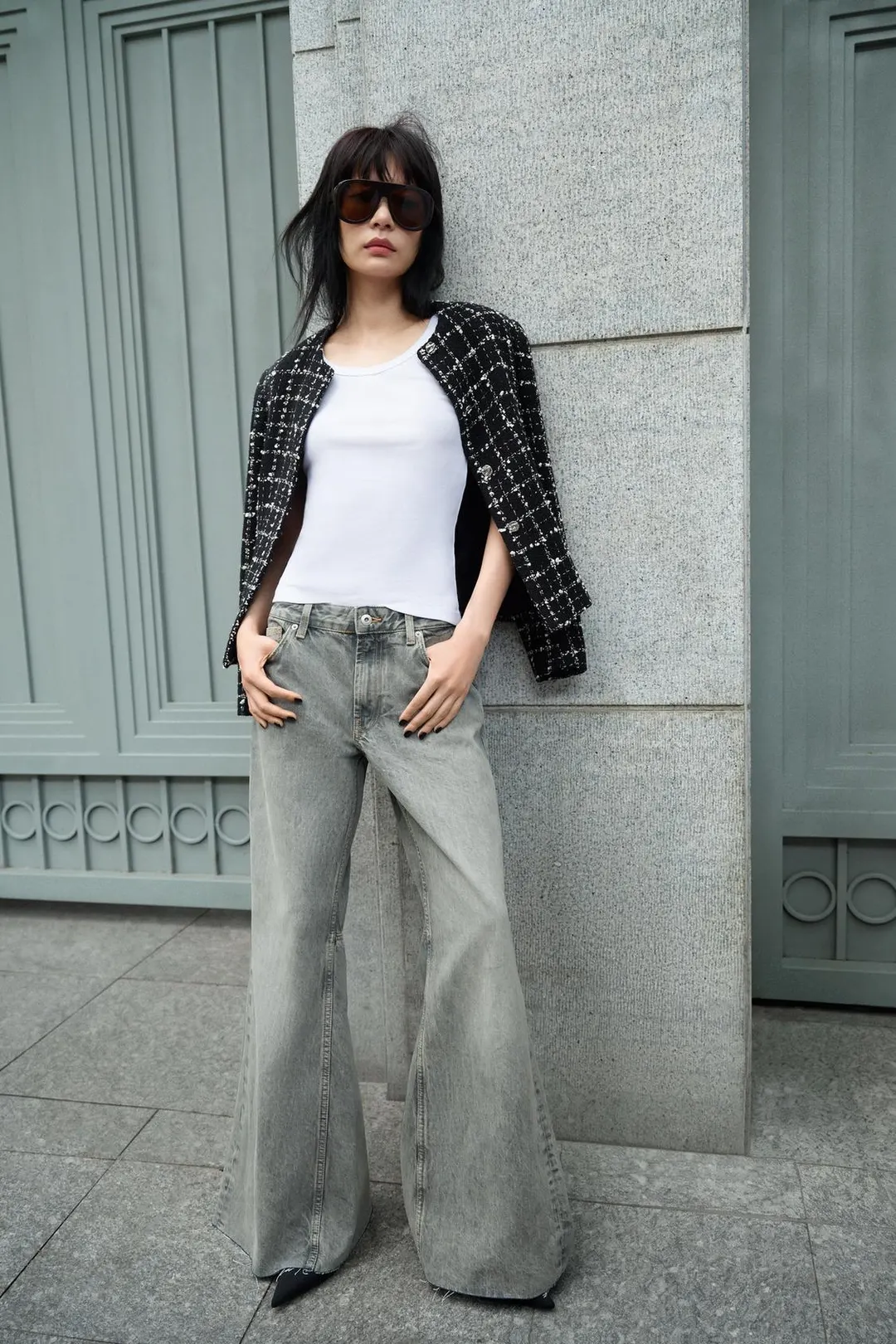 Джинсы TRF сильный клеш с низкой посадкой, Zara