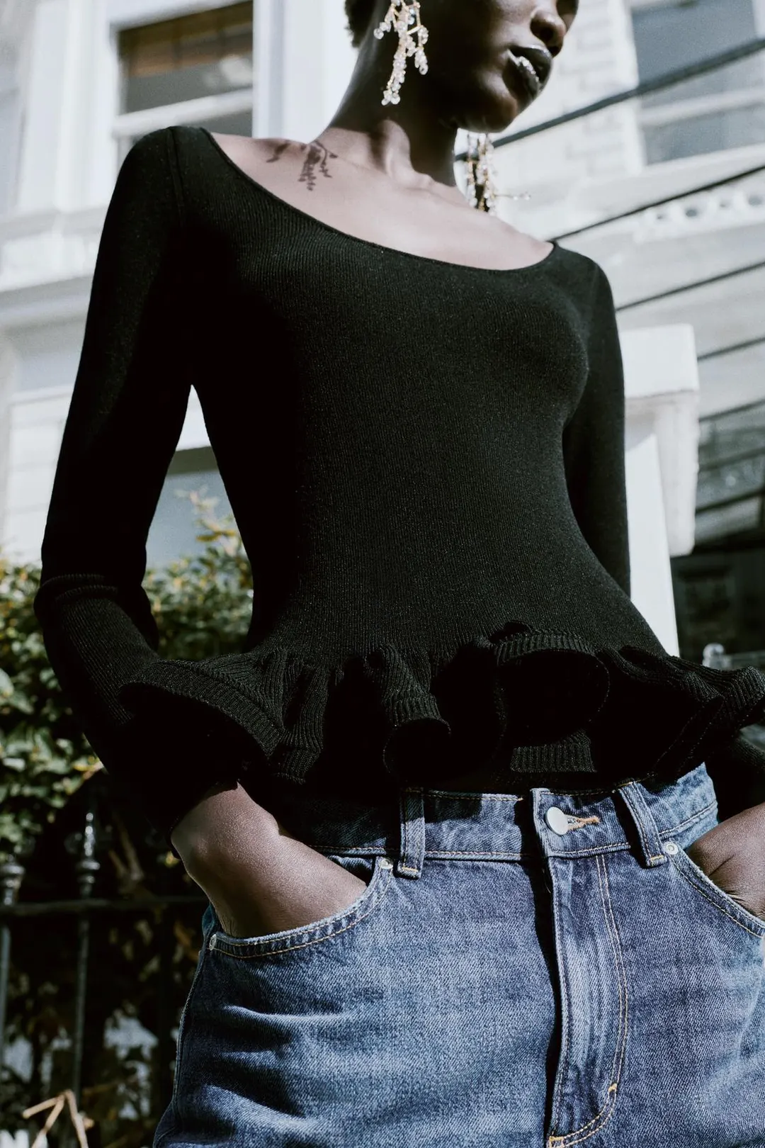 Вязаный джемпер с оборками, Zara