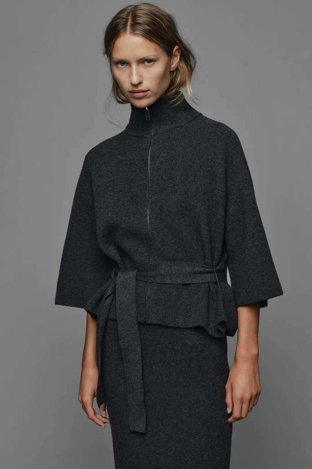 Вязаный кардиган с поясом, Zara