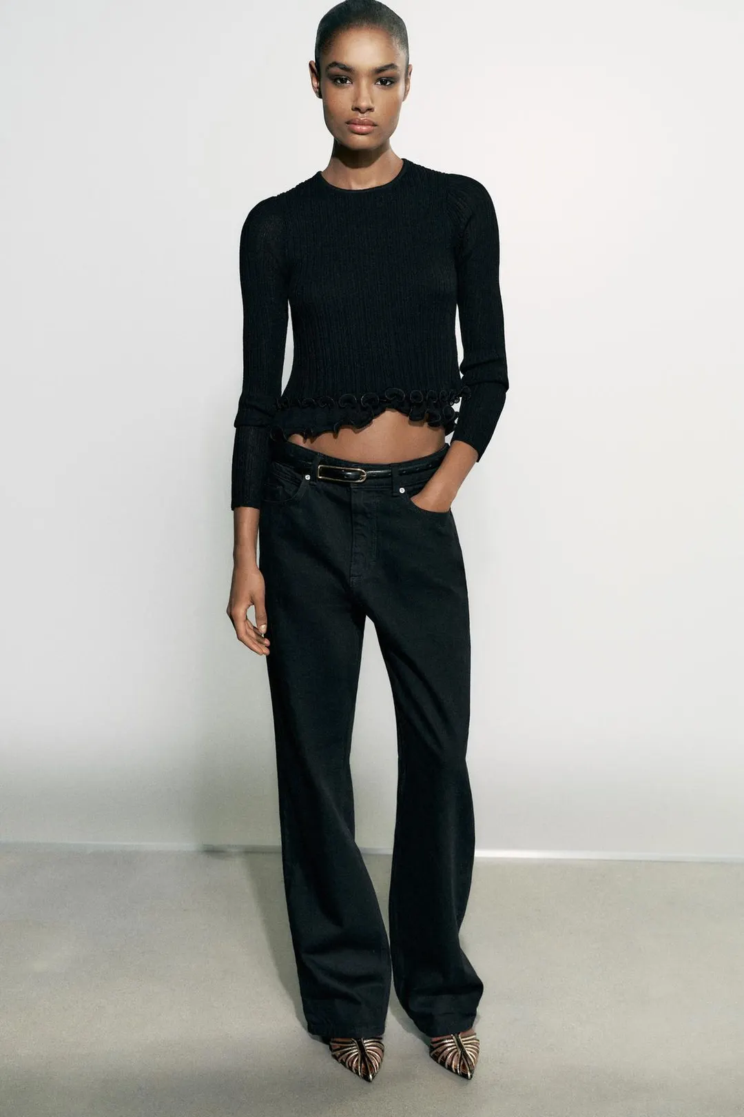 Вязаный джемпер с оборками, Zara