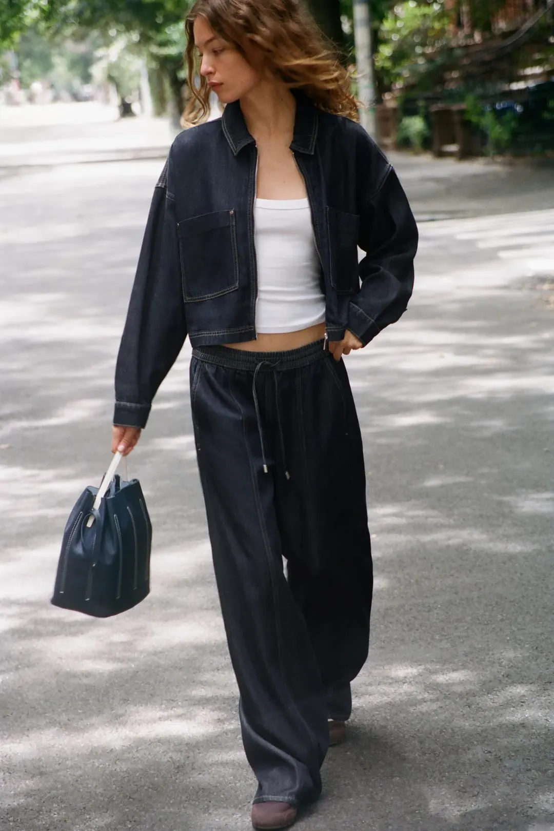 Джинсы-джоггеры с высокой посадкой и широкими штанинами Z1975, Zara