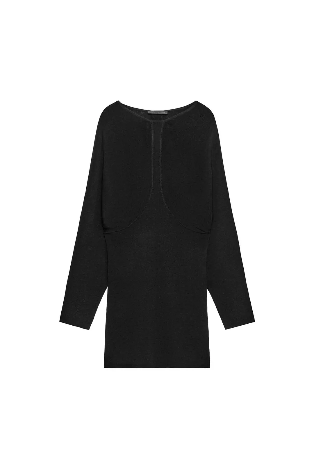Короткое платье в рубчик с рельефными швами, Zara