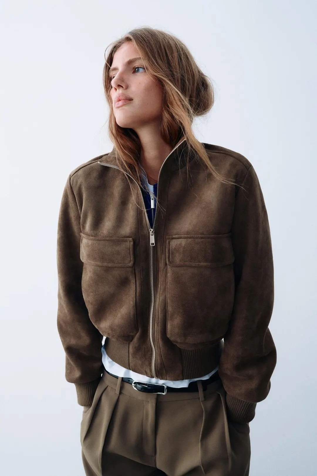 Бомбер из искусственной замши, Zara