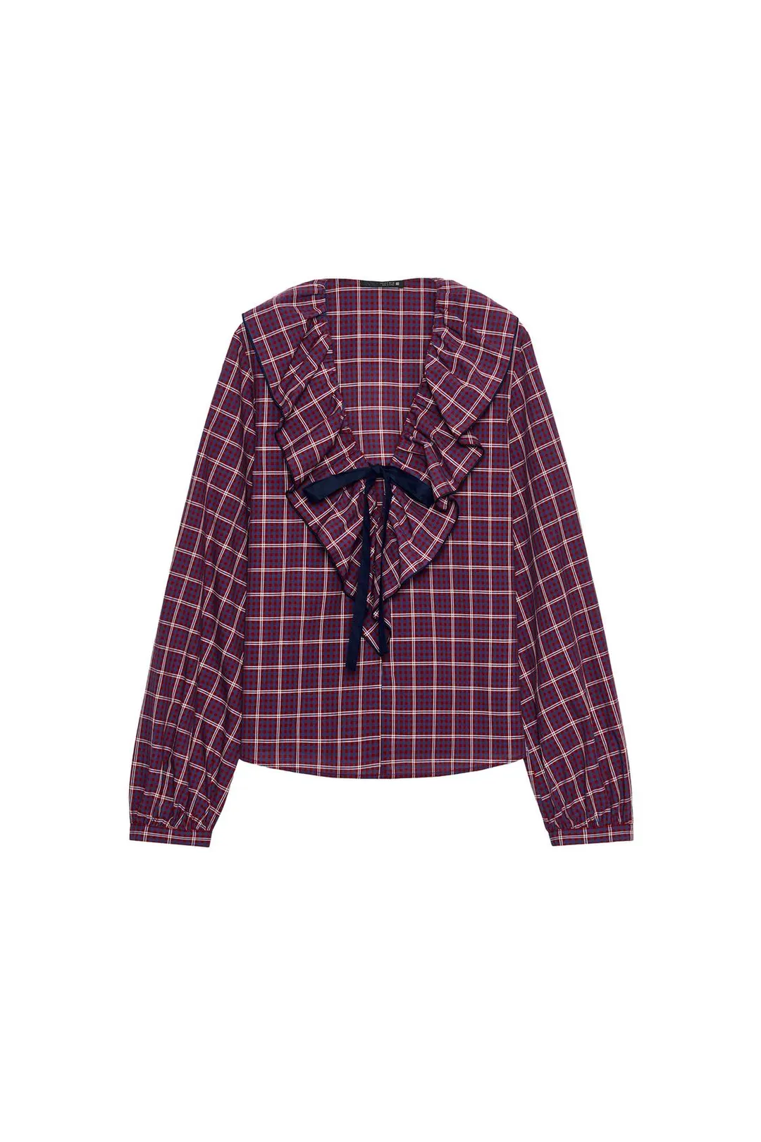 Блузка в клетку с бантом, Zara