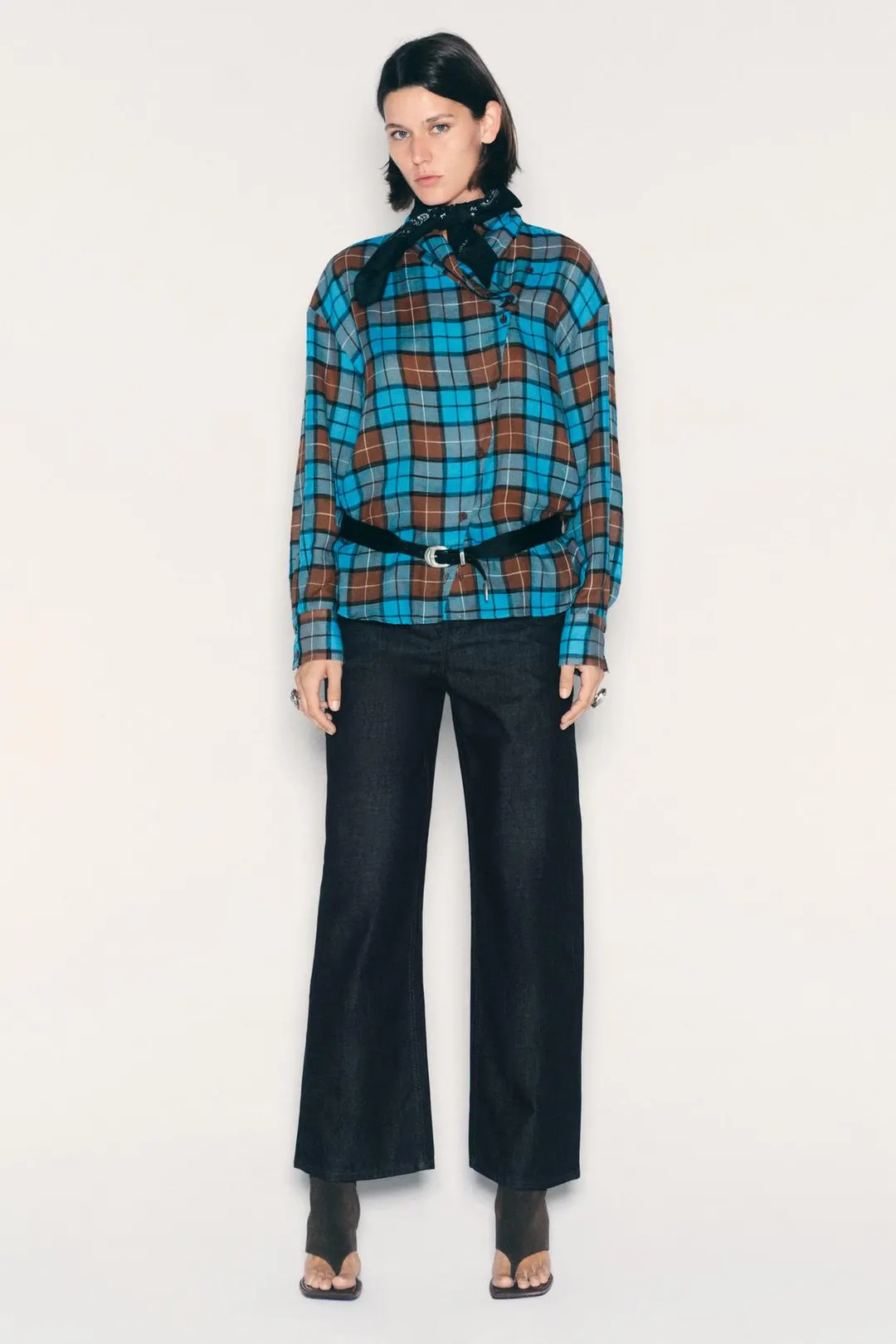 Рубашка на запах в клетку, Zara