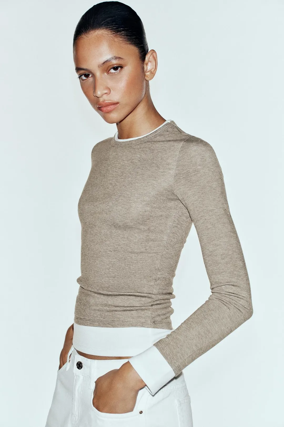 Футболка с двойными длинными рукавами, Zara