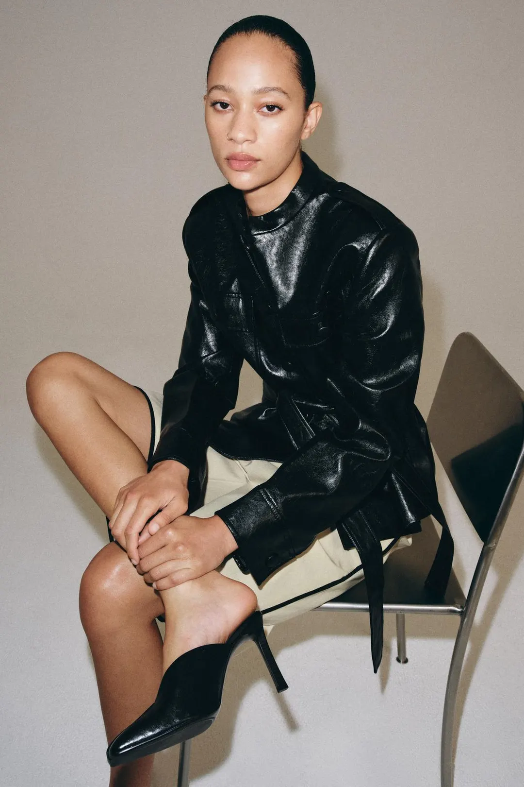 Мюли кожаные на каблуке, Zara