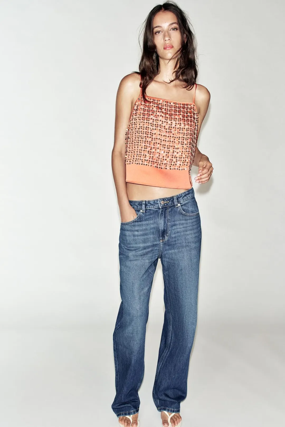 Укороченный топ с пайетками, Zara