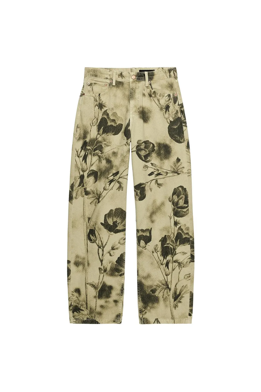 Джинсы силуэта barrel с цветочным принтом и средней посадкой ZW Collection, Zara