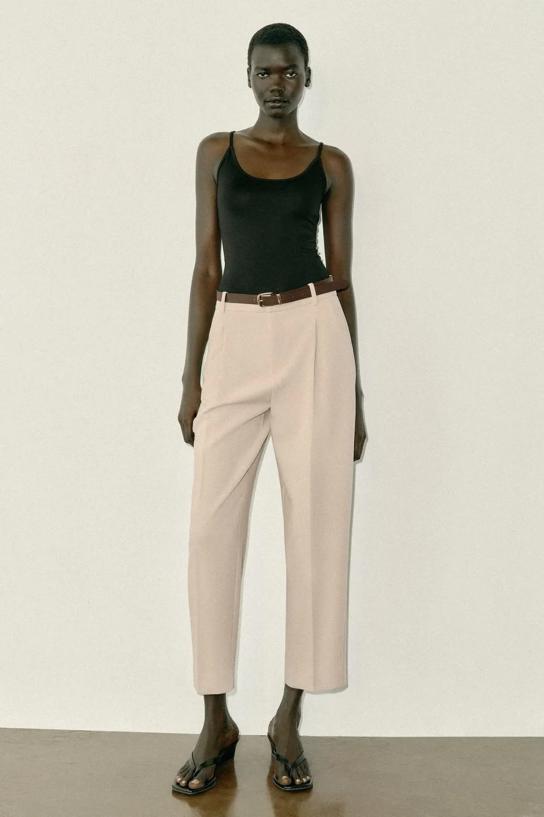 Укороченные брюки с поясом, Zara