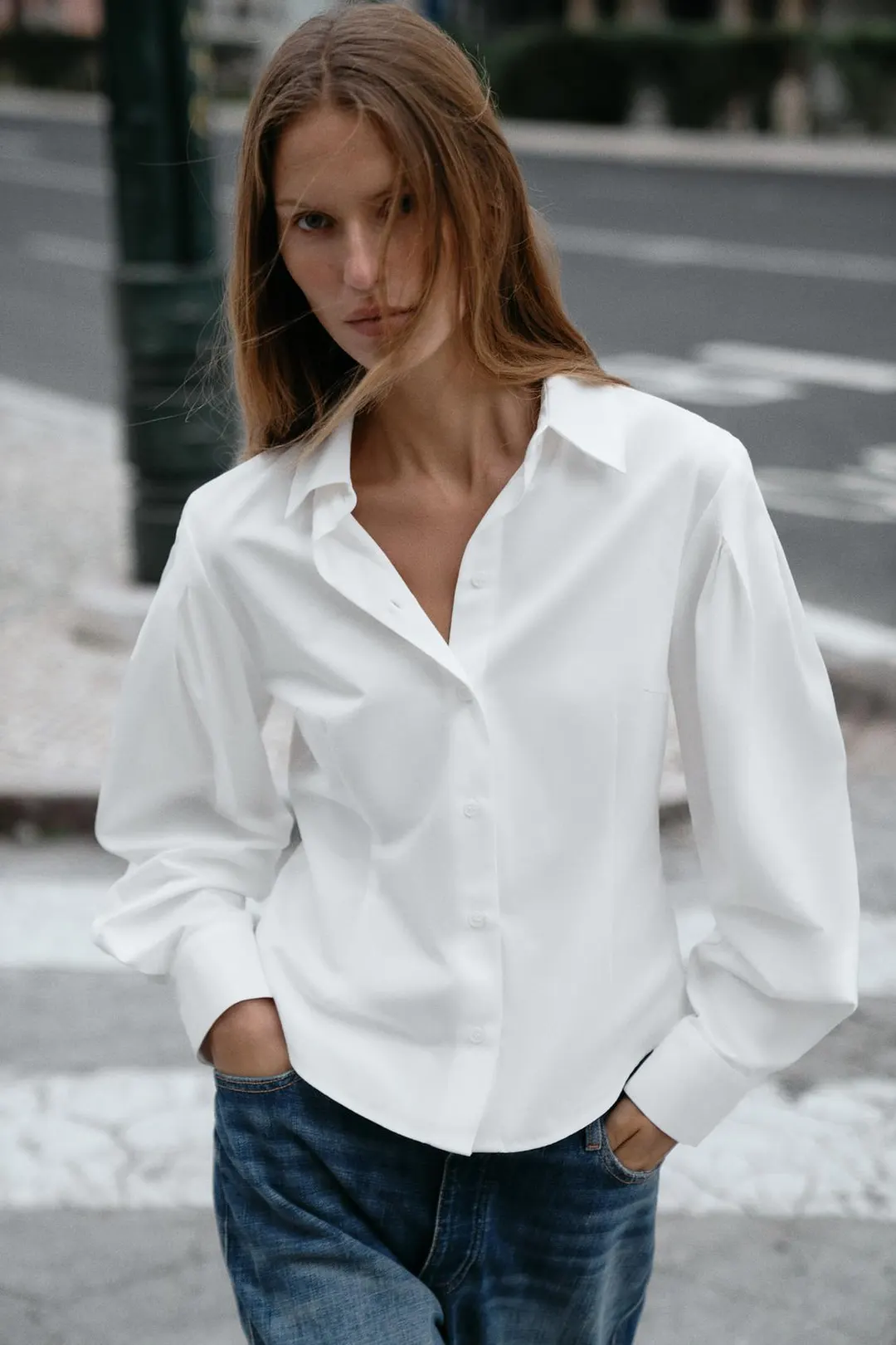 Рубашка с рукавами в складку, Zara