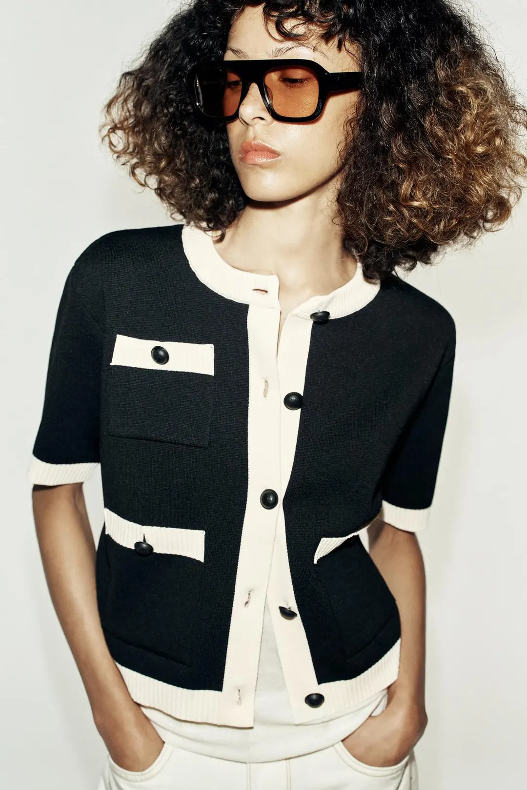Кардиган с короткими рукавами и карманами, Zara