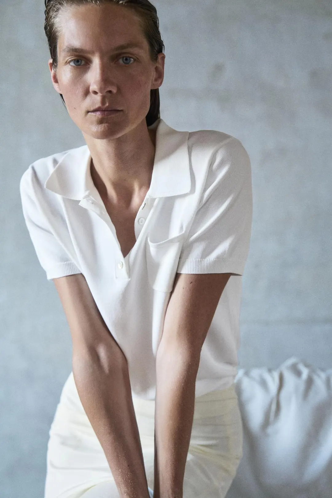 Вязаное поло с короткими рукавами, Zara