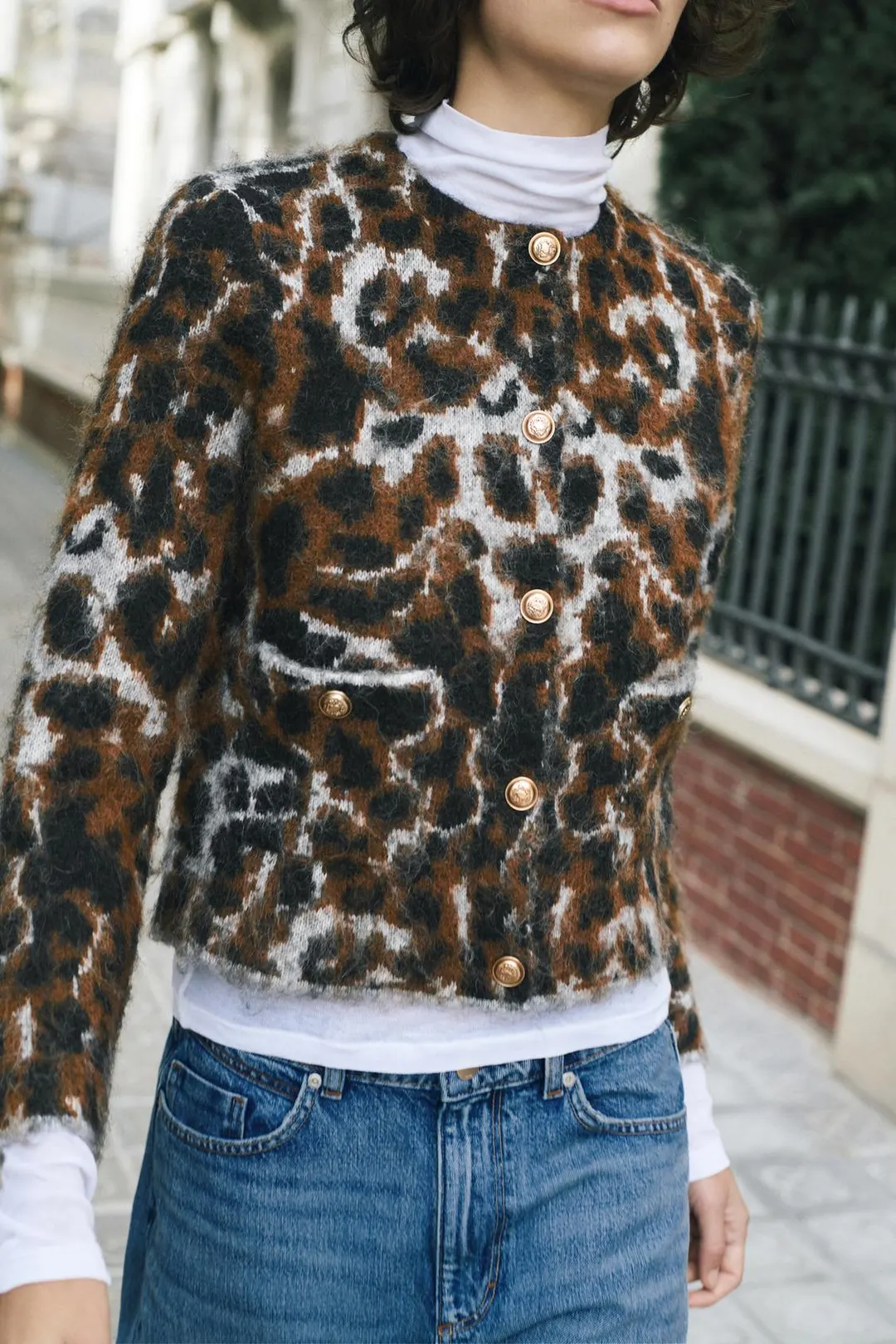 Жаккардовый кардиган с анималистичным узором, Zara