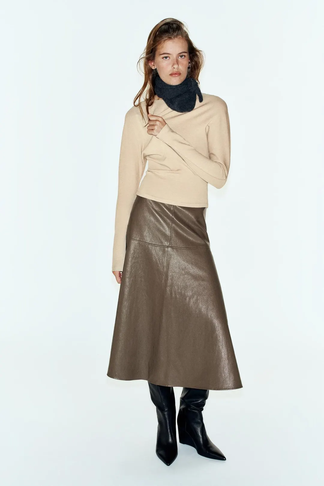 Футболка облегающего кроя с длинными рукавами, Zara