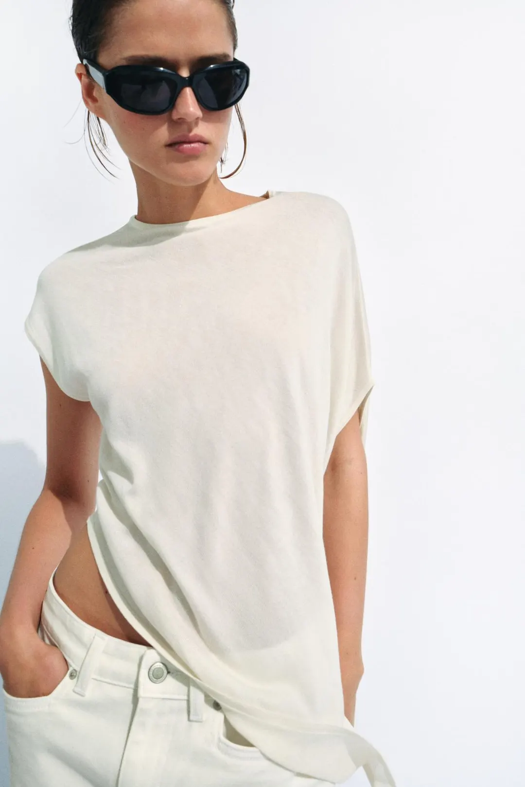 Асимметричный вязаный топ, Zara