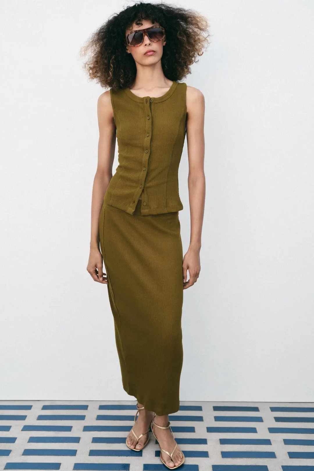 Юбка прямая в рубчик, Zara