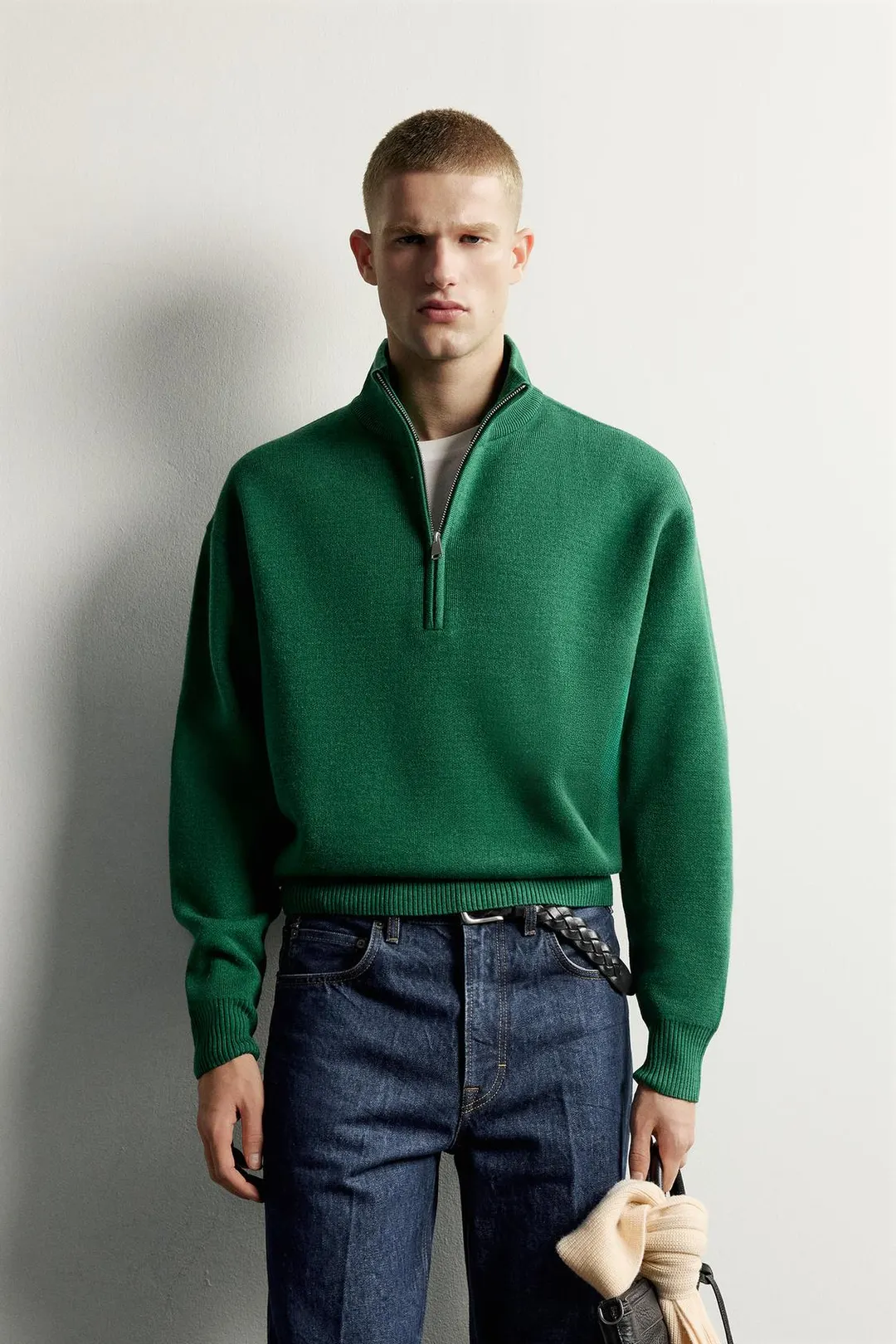 Мягкий джемпер с воротником на молнии, Zara