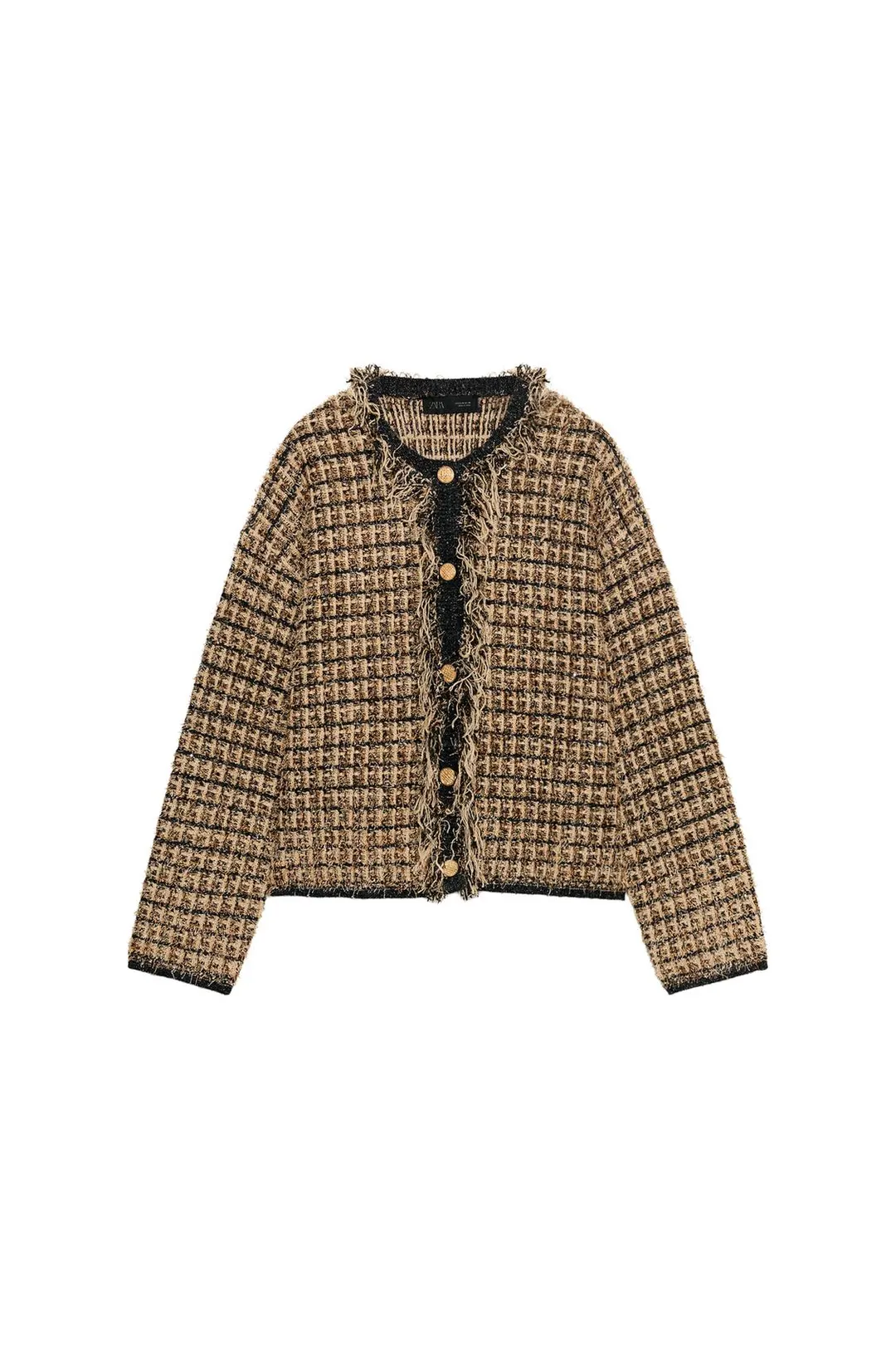 Жакет вязаный с бахромой и металлизированной нитью, Zara