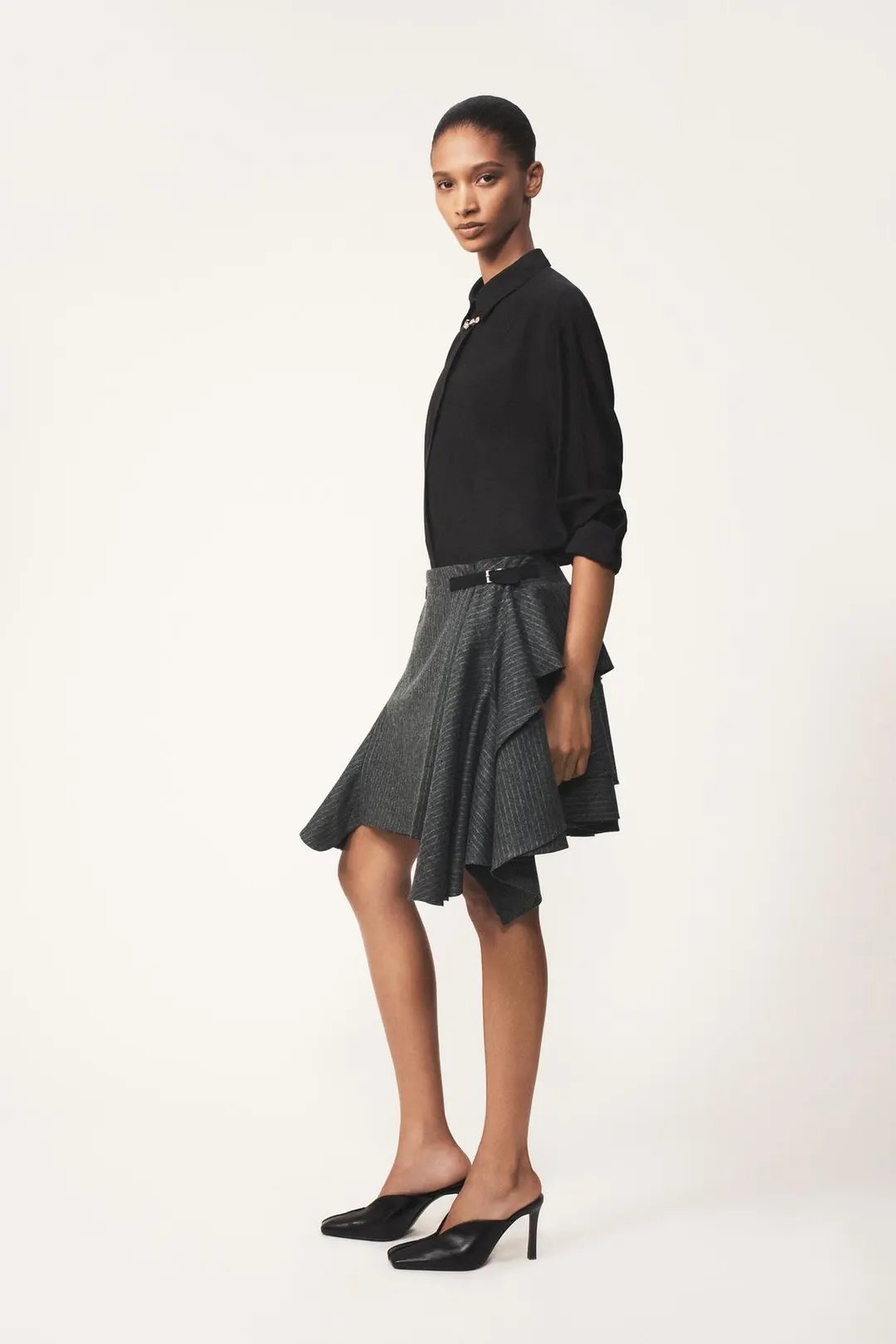 Юбка The Item из смесовой шерсти в полоску, Zara