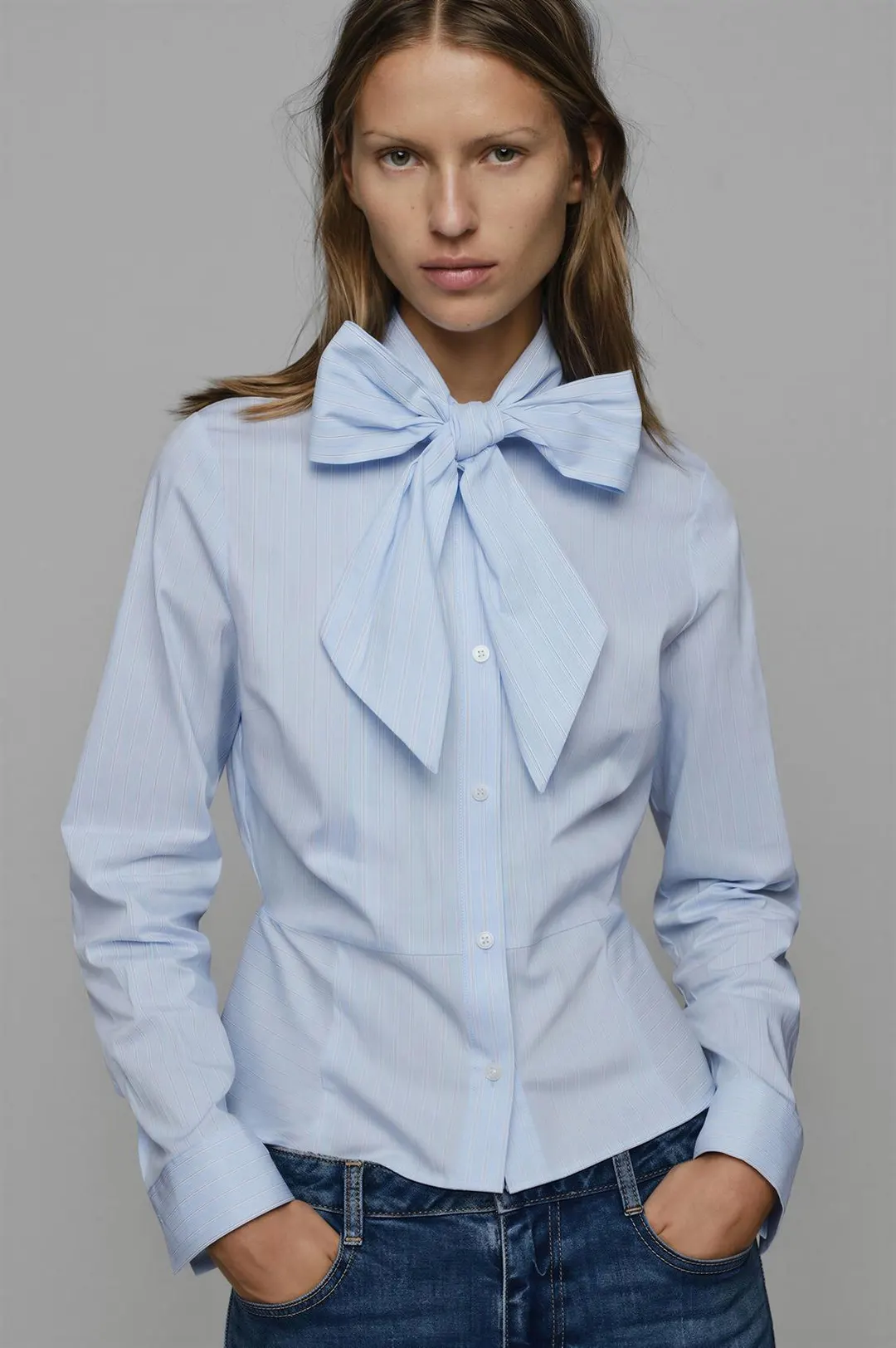 Рубашка в полоску с завязками, Zara