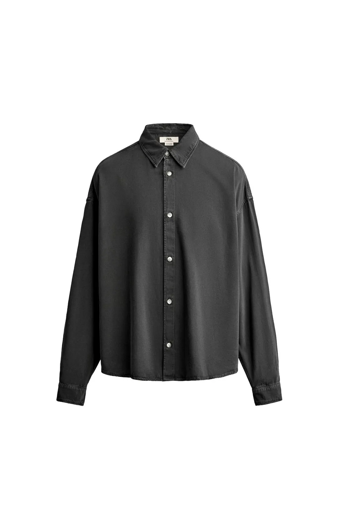 Рубашка прямого кроя из хлопка и лиоцелла, Zara