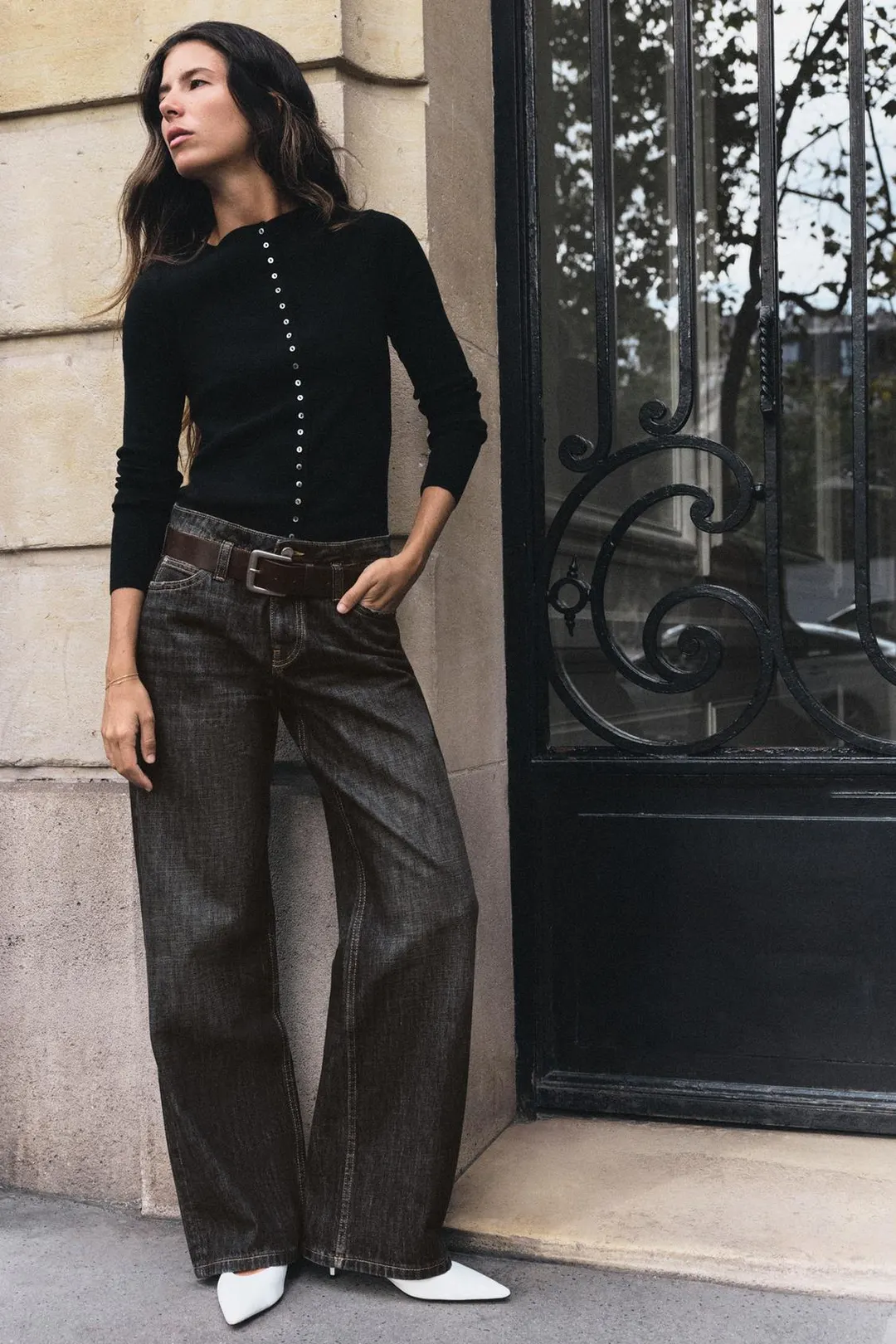 Джинсы прямого кроя средней посадки с поясом Z1975, Zara
