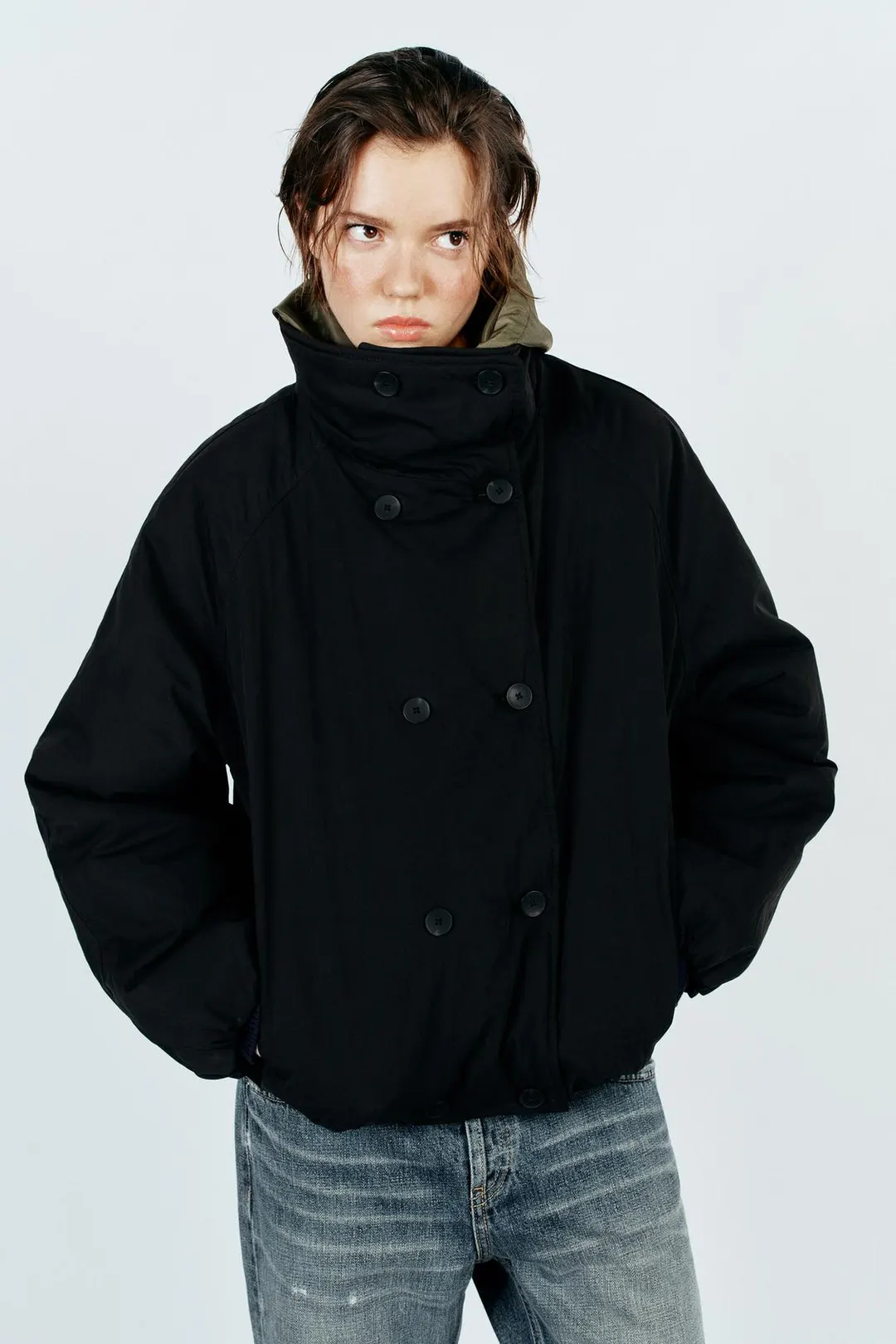 Короткий двубортный анорак, Zara