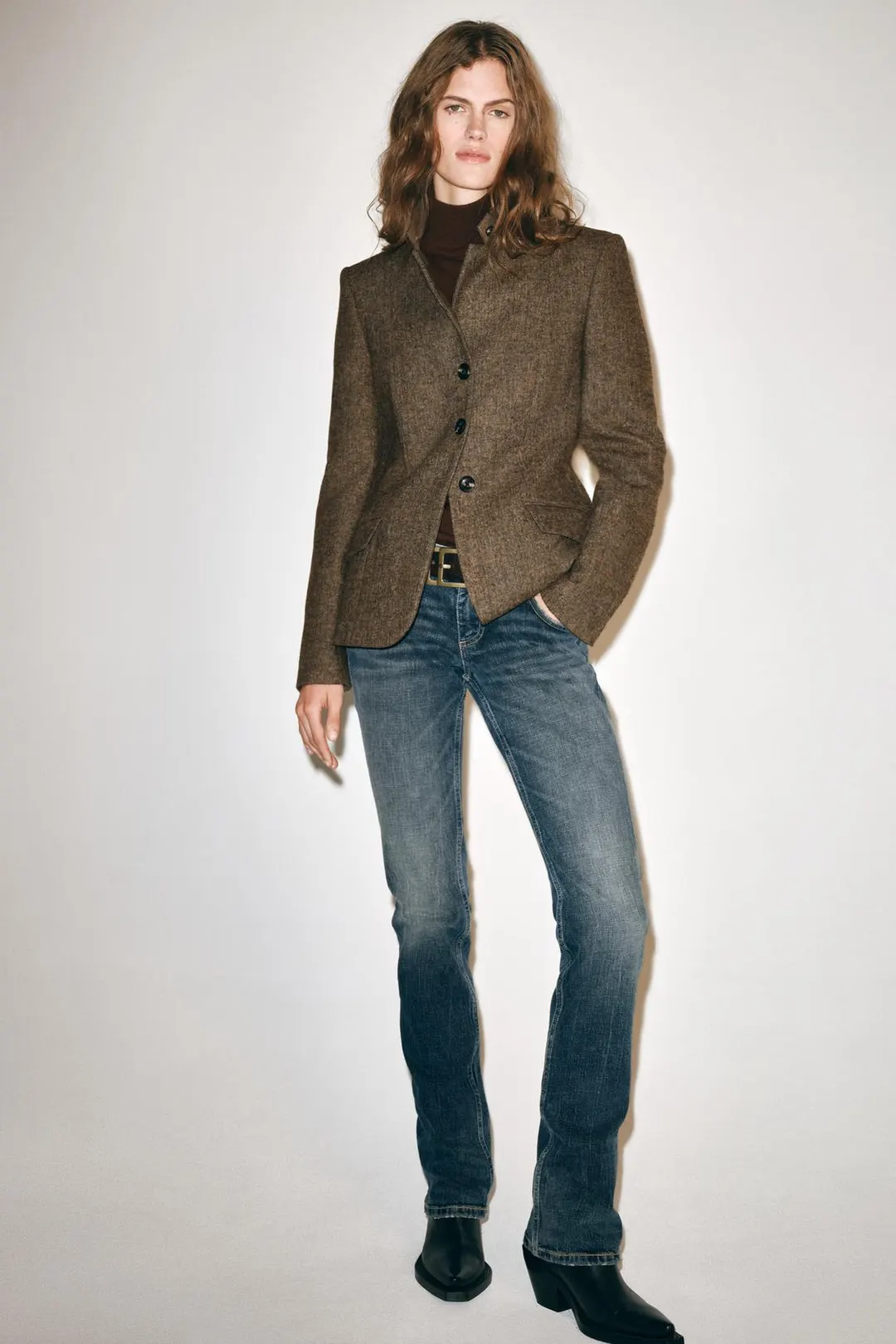 Приталенный блейзер из смесовой шерсти ZW Collection, Zara