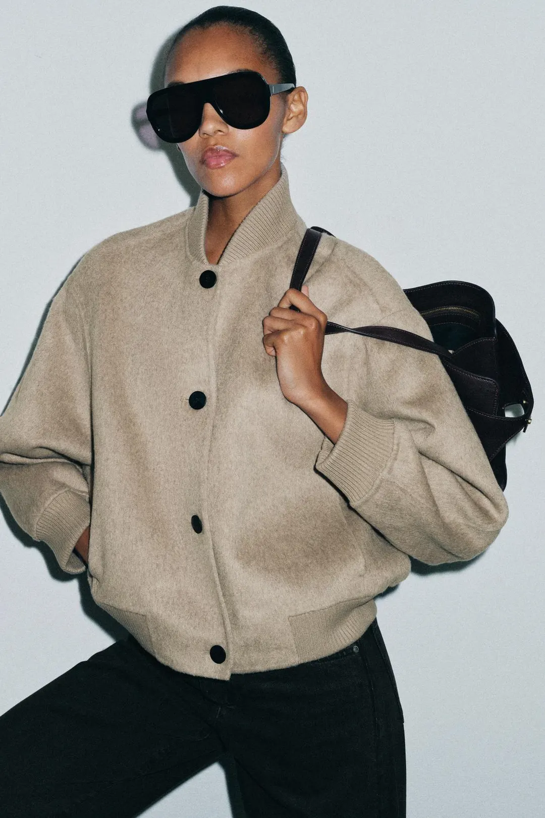 Бомбер из смесовой шерсти ZW Collection, Zara