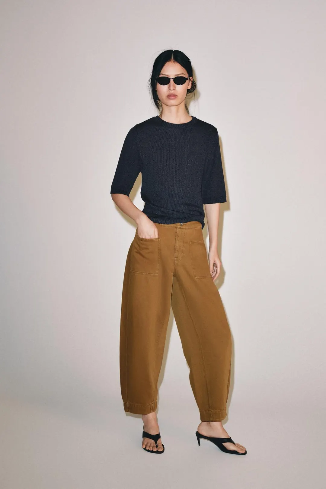 Брюки ZW Collection фасона barrel, Zara