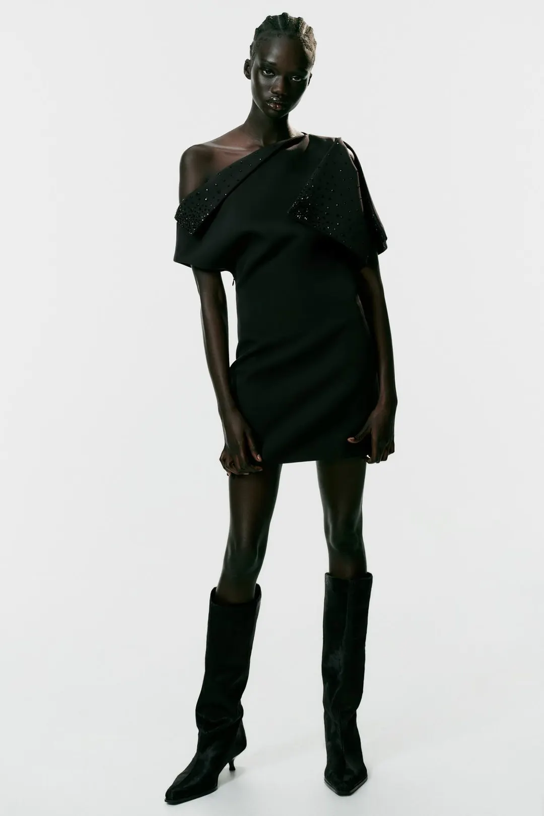 Асимметричное мини-платье с блеском, Zara
