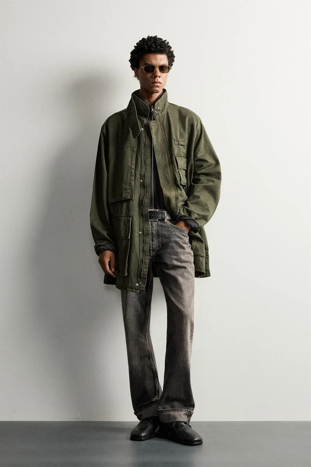Парка из лиоцелла и хлопка с эффектом стирки, Zara